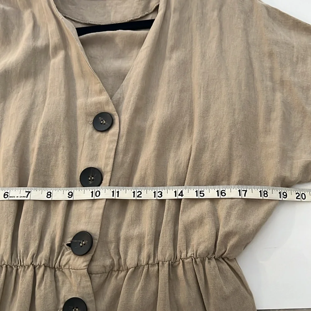 Zara Tan Linen Jumpsuit Size Large